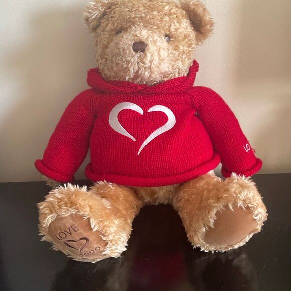 Millennial bear vintage gund curly haired bear stuffed animal red hood love 2000 - Picture 10 of 10